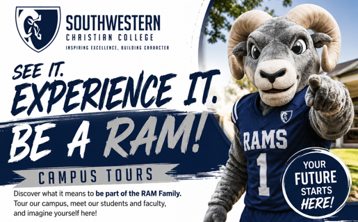 See it. Experience it. Be a RAM. Campus tours campaign graphic
