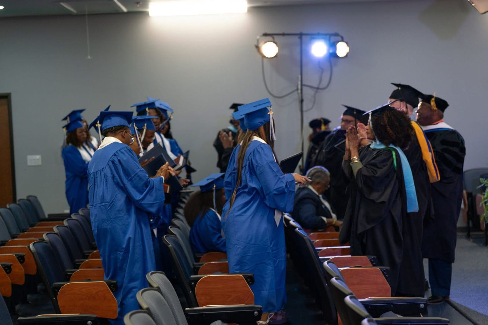 Graduates seated together at commencement