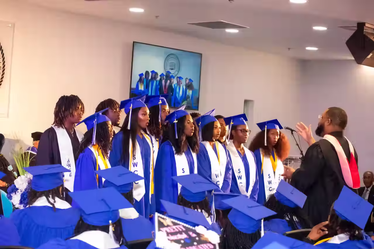 Graduation ceremony at Ben Foster, Jr. Memorial Chapel
