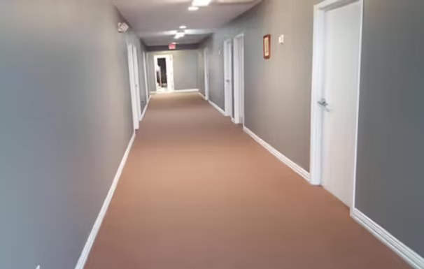Hallway of dorm rooms inside a SwCC residence hall